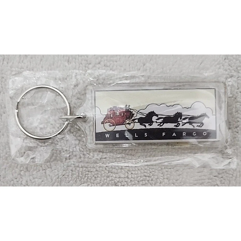 Keychain Wells Fargo Wagon Horses Accessory Acrylic Old Style New In Package